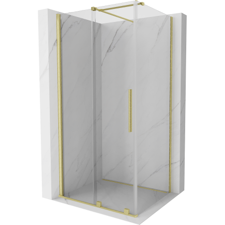 Mexen Velar cabină de duș extensibilă 140 x 90 cm, transparent, auriu cu aspect periat - 871-140-090-01-55