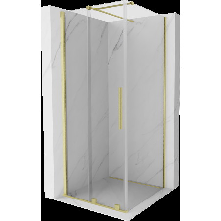 Mexen Velar cabină de duș extensibilă 110 x 110 cm, transparent, auriu cu aspect periat - 871-110-110-01-55