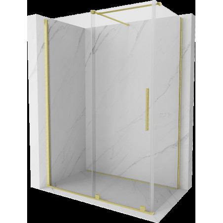 Mexen Velar cabină de duș extensibilă 140 x 70 cm, transparent, auriu cu aspect periat - 871-140-070-01-55