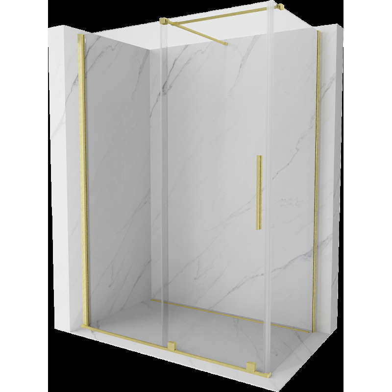 Mexen Velar cabină de duș extensibilă 150 x 70 cm, transparent, auriu cu aspect periat - 871-150-070-01-55