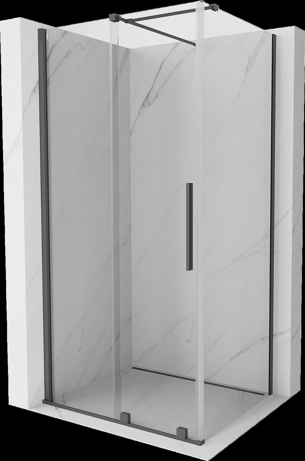 Mexen Velar cabină de duș extensibilă 100 x 70 cm, transparent, gun gray cu aspect periat - 871-100-070-01-66