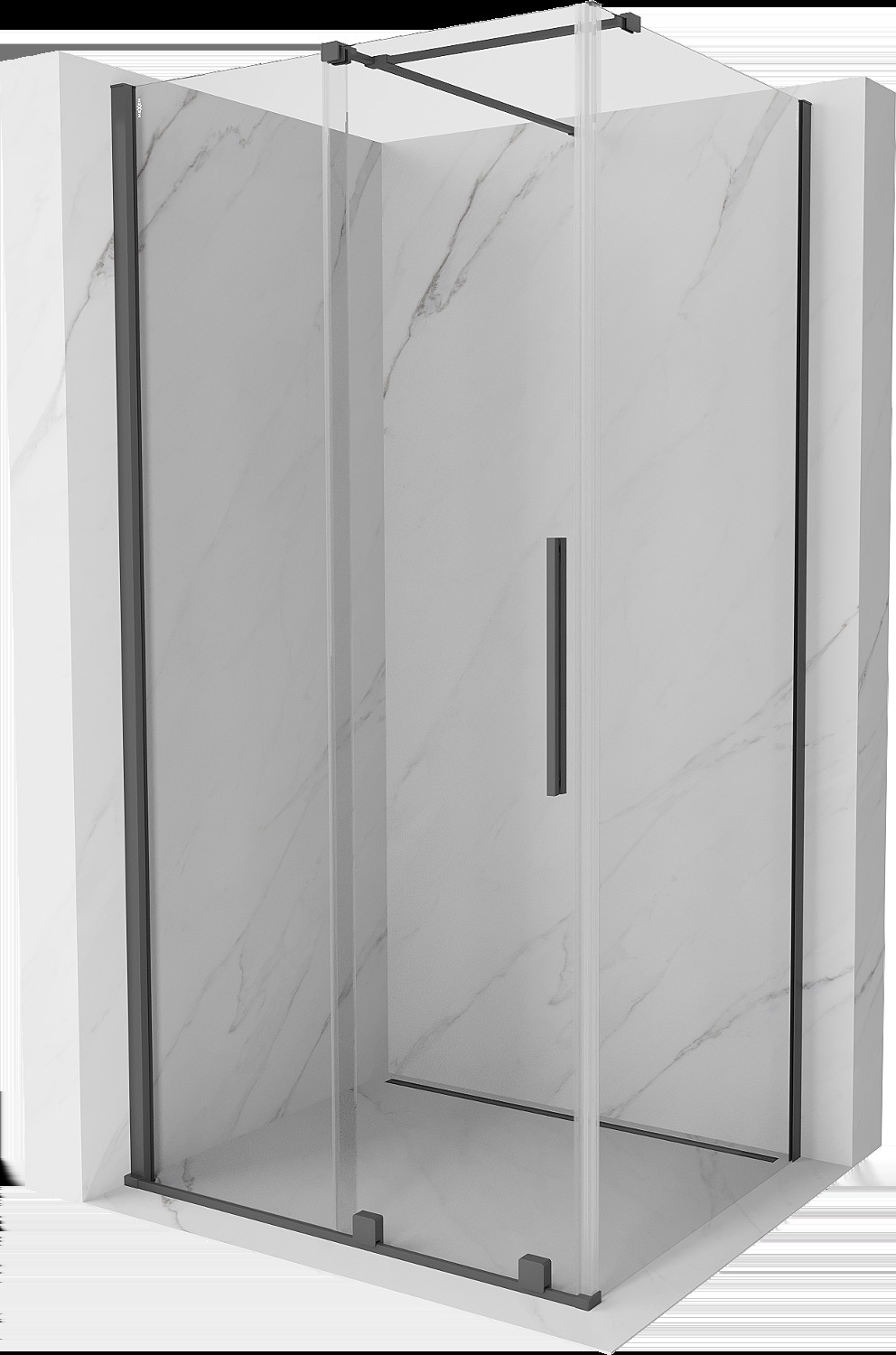 Mexen Velar cabină de duș extensibilă 120 x 80 cm, transparent, gun gray cu aspect periat - 871-120-080-01-66