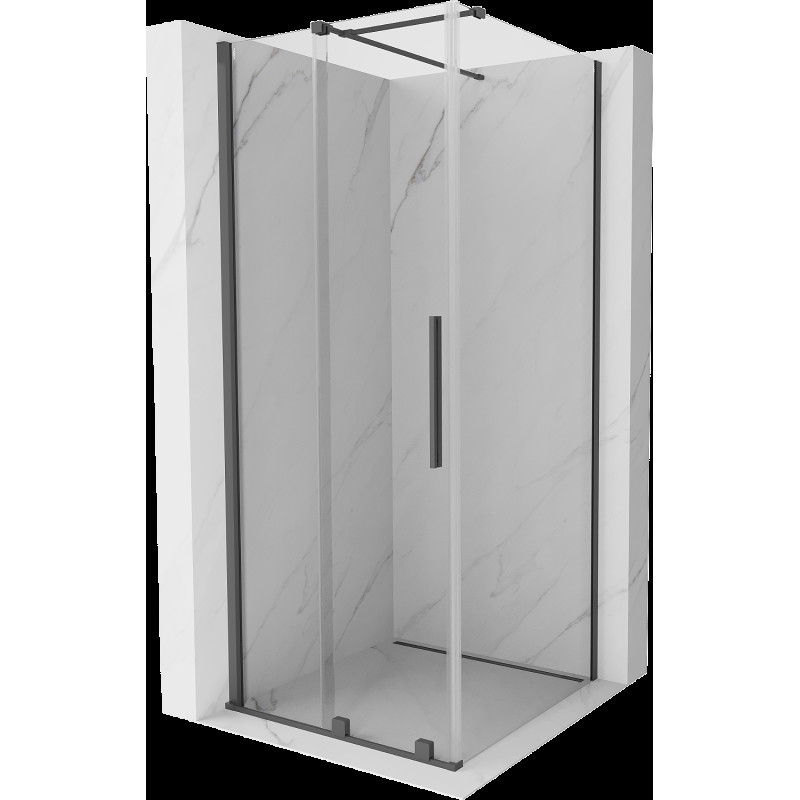 Mexen Velar cabină de duș extensibilă 120 x 120 cm, transparent, gun gray cu aspect periat - 871-120-120-01-66