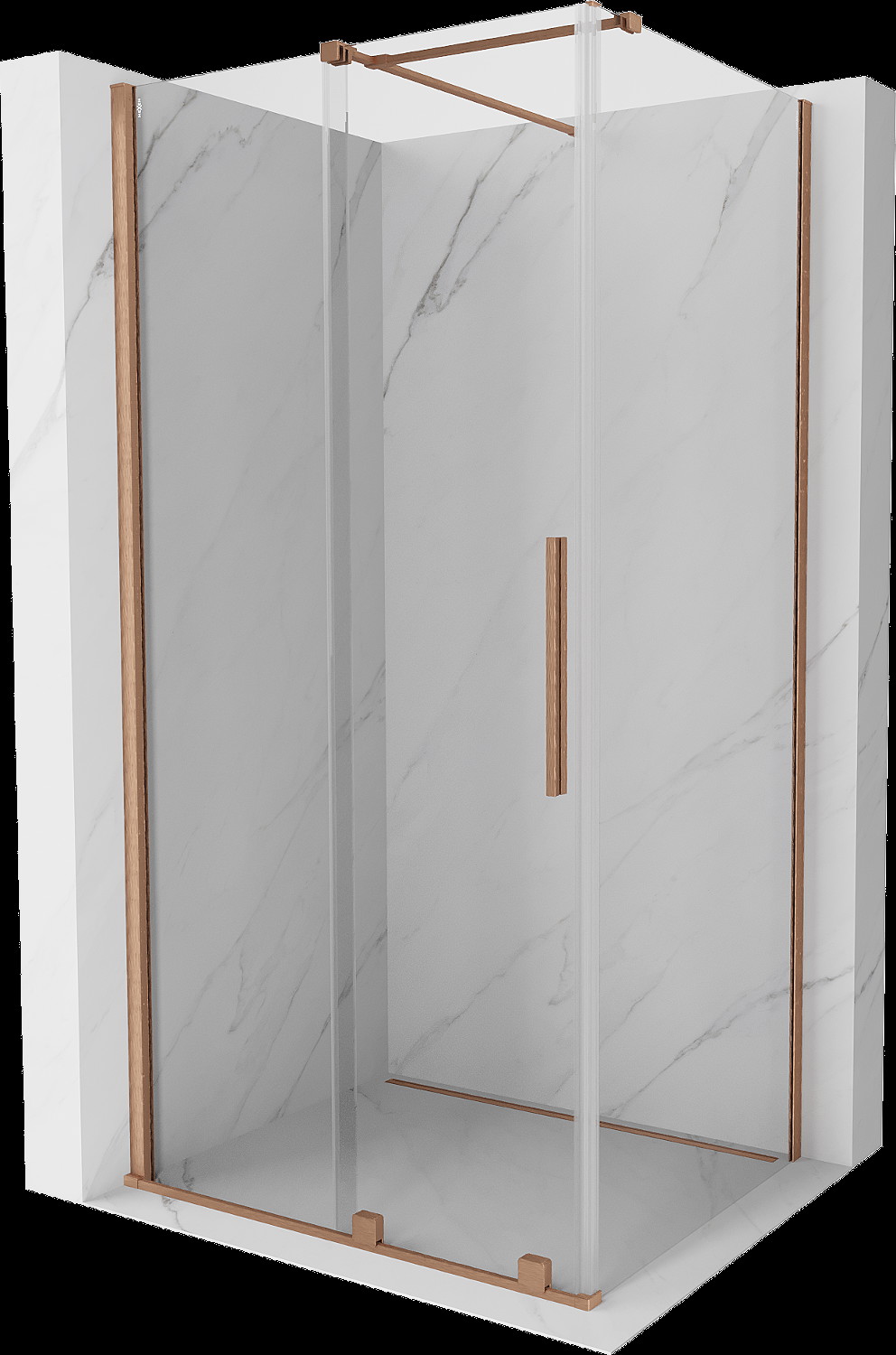 Mexen Velar cabină de duș extensibilă 90 x 70 cm, transparent, Cupru cu aspect periat - 871-090-070-01-65