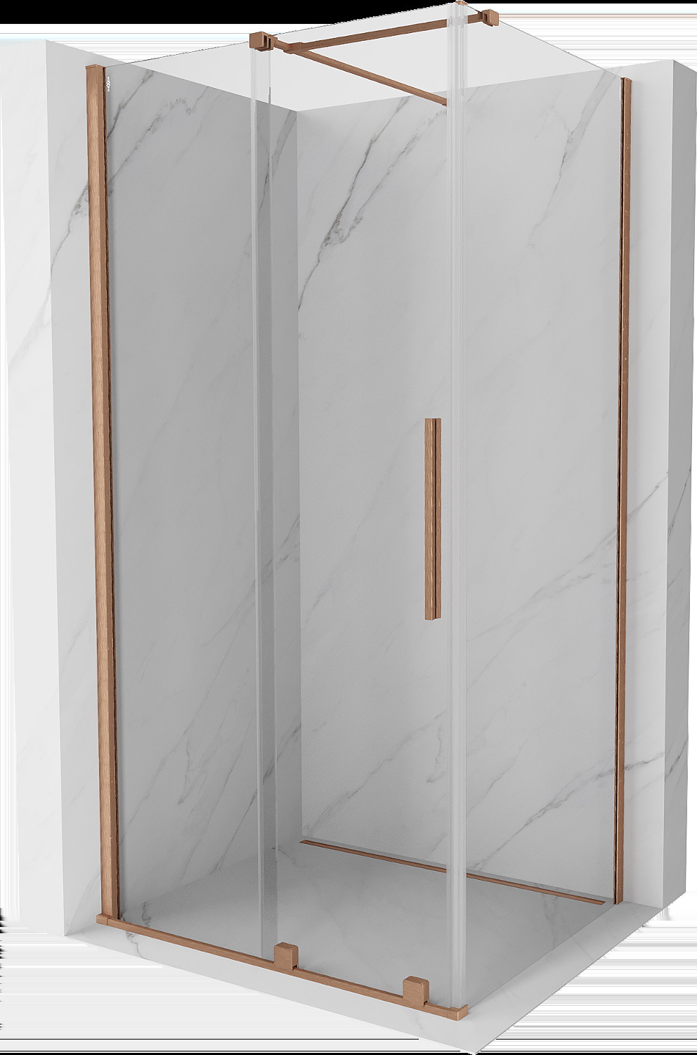 Mexen Velar cabină de duș extensibilă 90 x 85 cm, transparent, Cupru cu aspect periat - 871-090-085-01-65