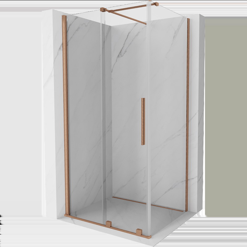 Mexen Velar cabină de duș extensibilă 130 x 90 cm, transparent, Cupru cu aspect periat - 871-130-090-01-65