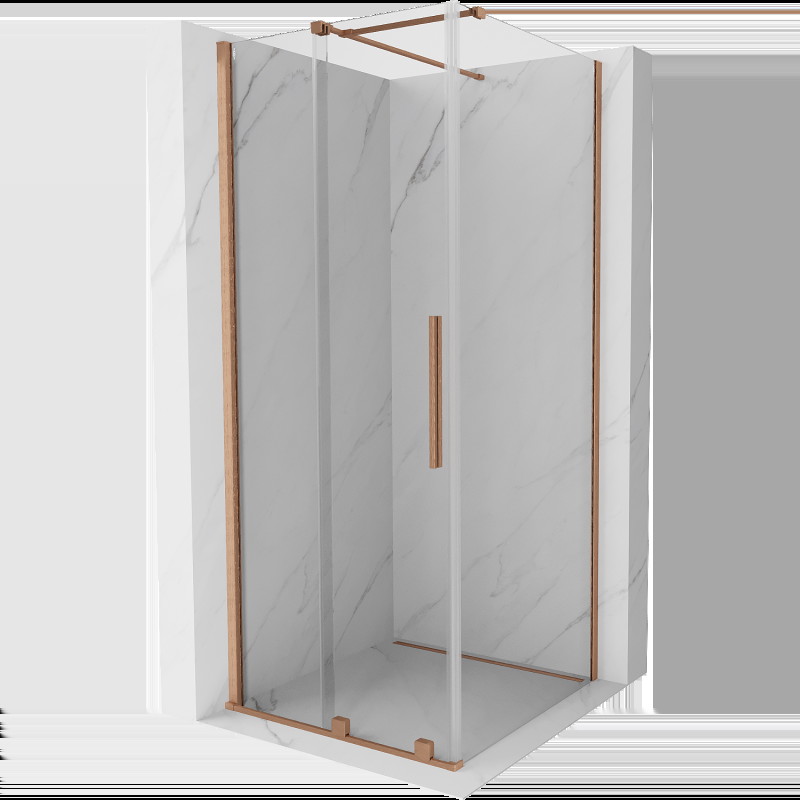 Mexen Velar cabină de duș extensibilă 90 x 90 cm, transparent, Cupru cu aspect periat - 871-090-090-01-65