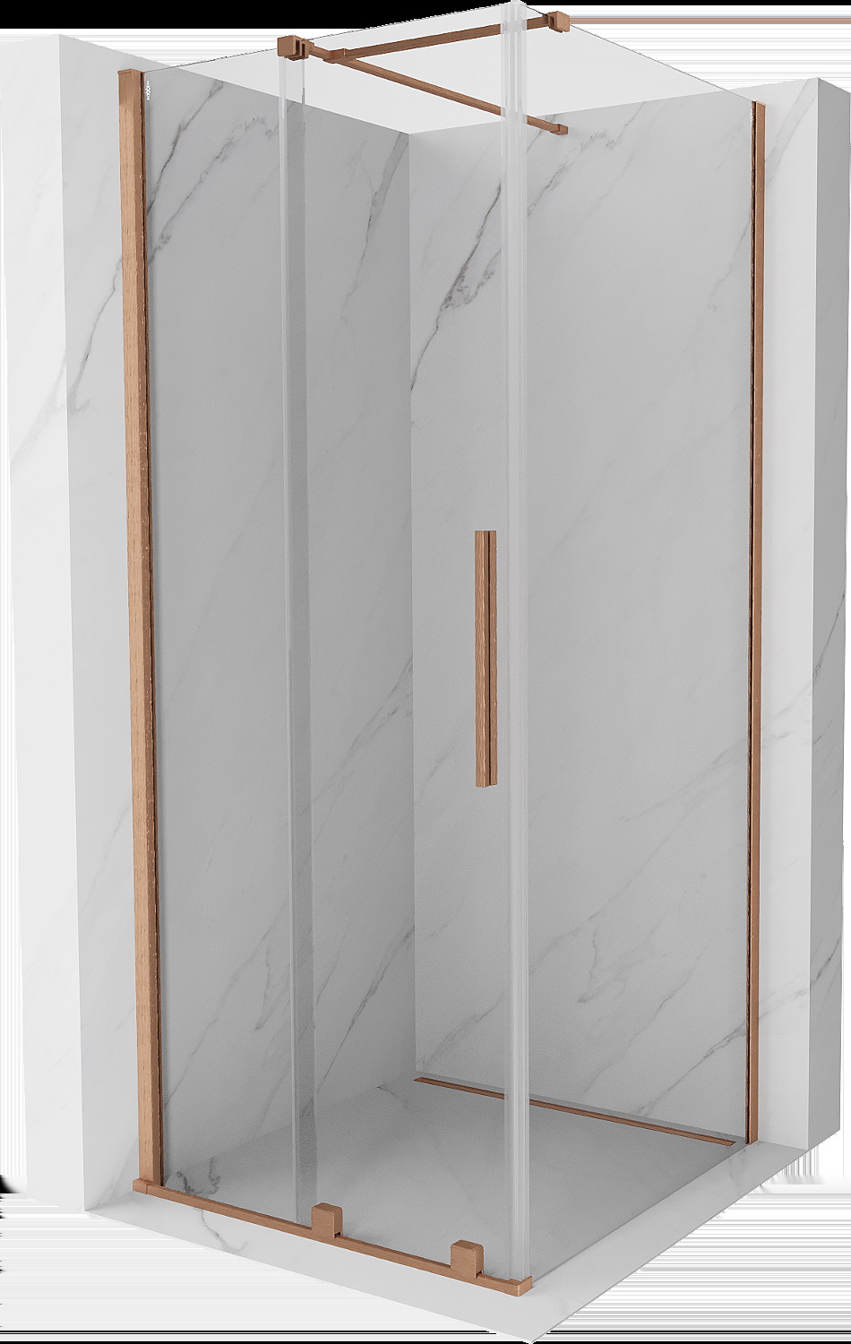 Mexen Velar cabină de duș extensibilă 90 x 90 cm, transparent, Cupru cu aspect periat - 871-090-090-01-65