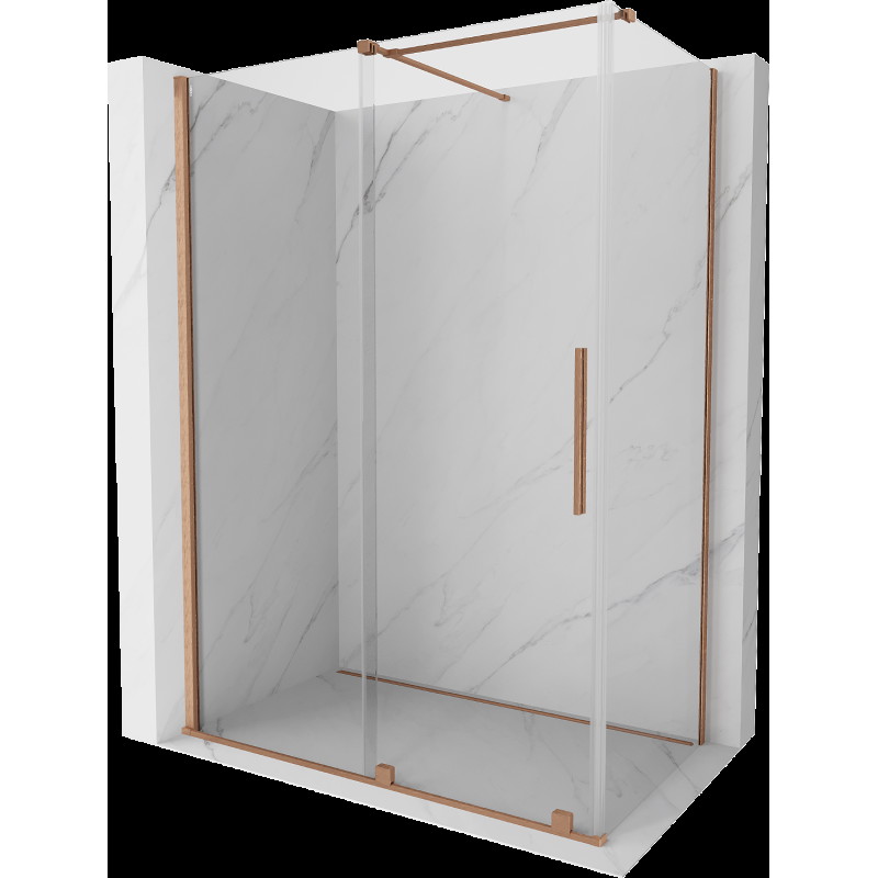 Mexen Velar cabină de duș extensibilă 140 x 80 cm, transparent, Cupru cu aspect periat - 871-140-080-01-65