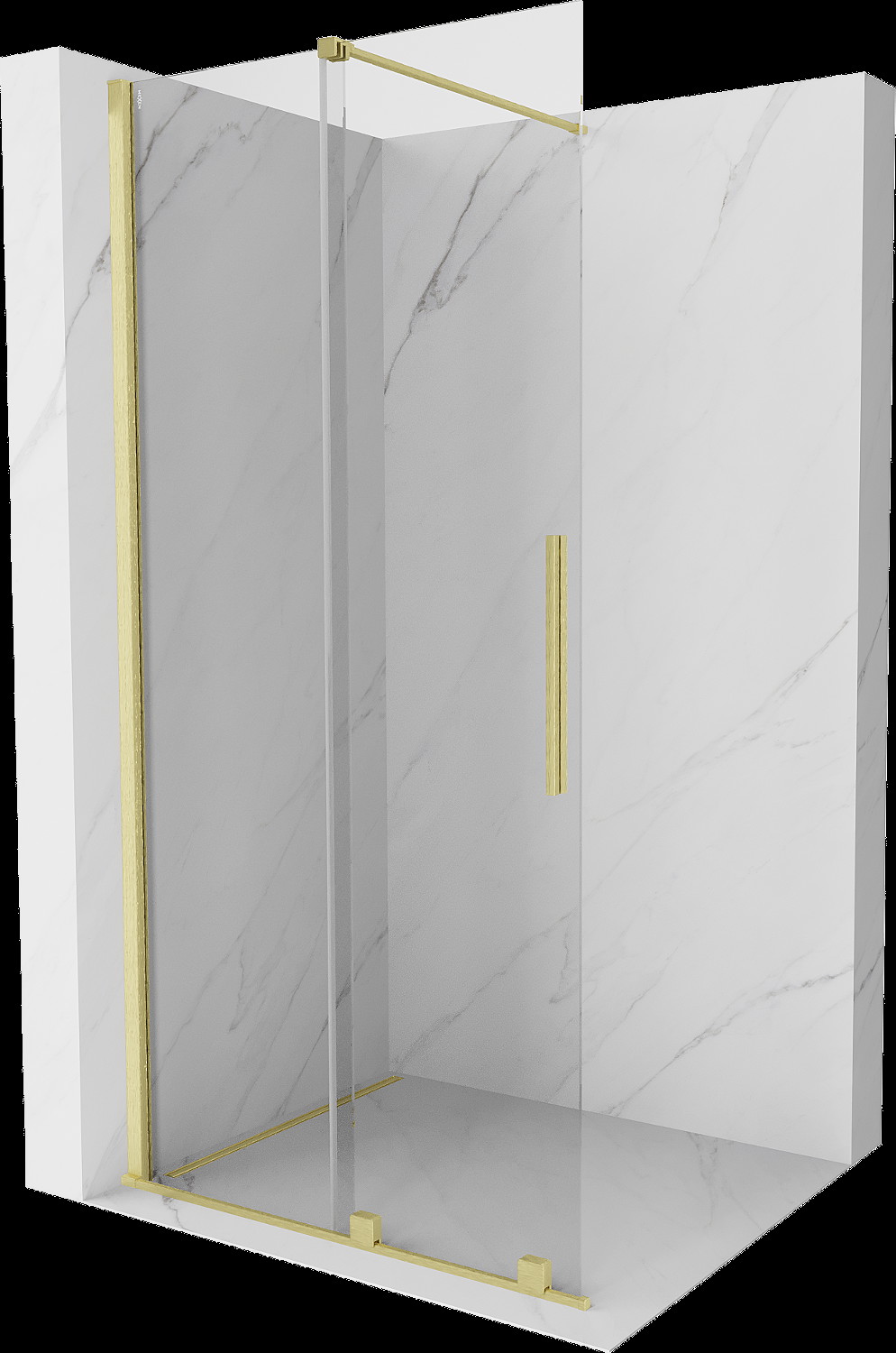 Mexen Velar panou de duș glisant Walk-in 70 x 200 cm, transparent 8 mm, aurit periat - 871-070-000-03-55