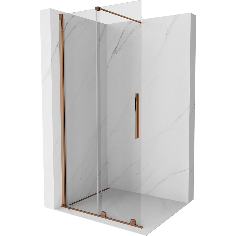 Mexen Velar paravan de duș glisant Walk-in 85 x 200 cm, transparent 8 mm, aur roz - 871-085-000-03-60