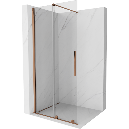 Mexen Velar perete de duș glisant Walk-in 90 x 200 cm, transparent 8 mm, aur roz - 871-090-000-03-60