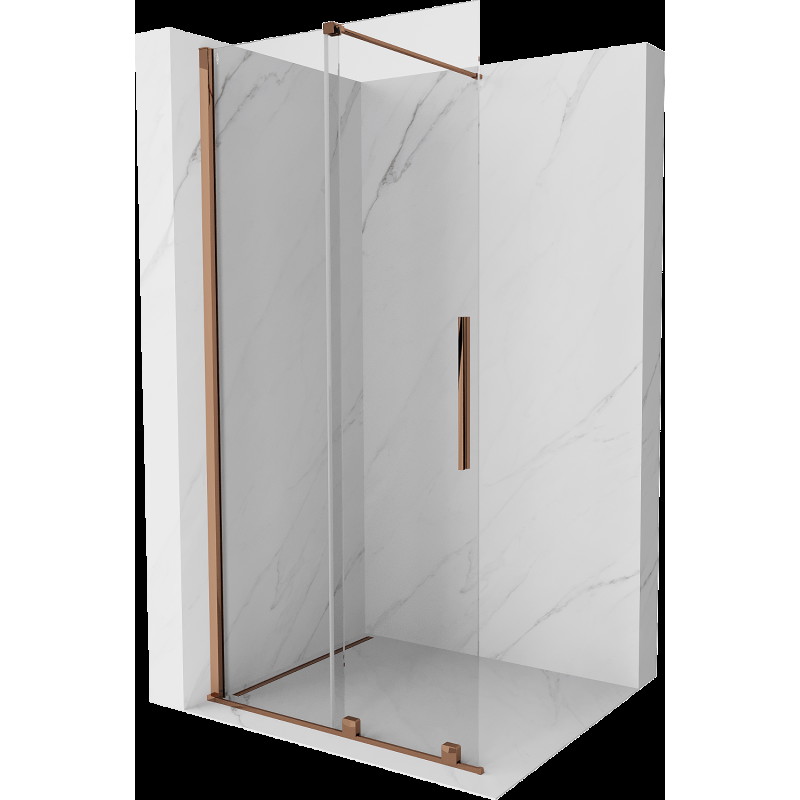 Mexen Velar perete pentru dus glisant Walk-in 100 x 200 cm, transparent 8 mm, aur roz - 871-100-000-03-60