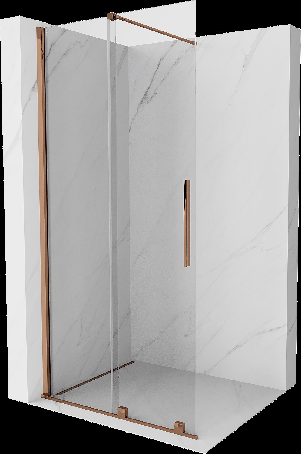 Mexen Velar perete pentru dus glisant Walk-in 100 x 200 cm, transparent 8 mm, aur roz - 871-100-000-03-60