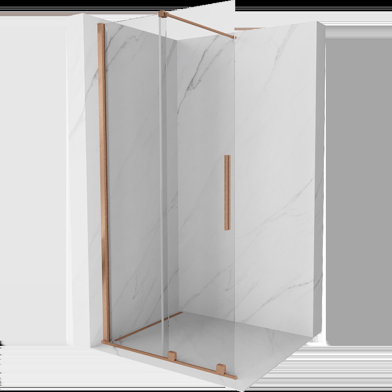 Mexen Velar paravan de duș extensibil Walk-in 90 x 200 cm, transparent 8 mm, cupru periat - 871-090-000-03-65