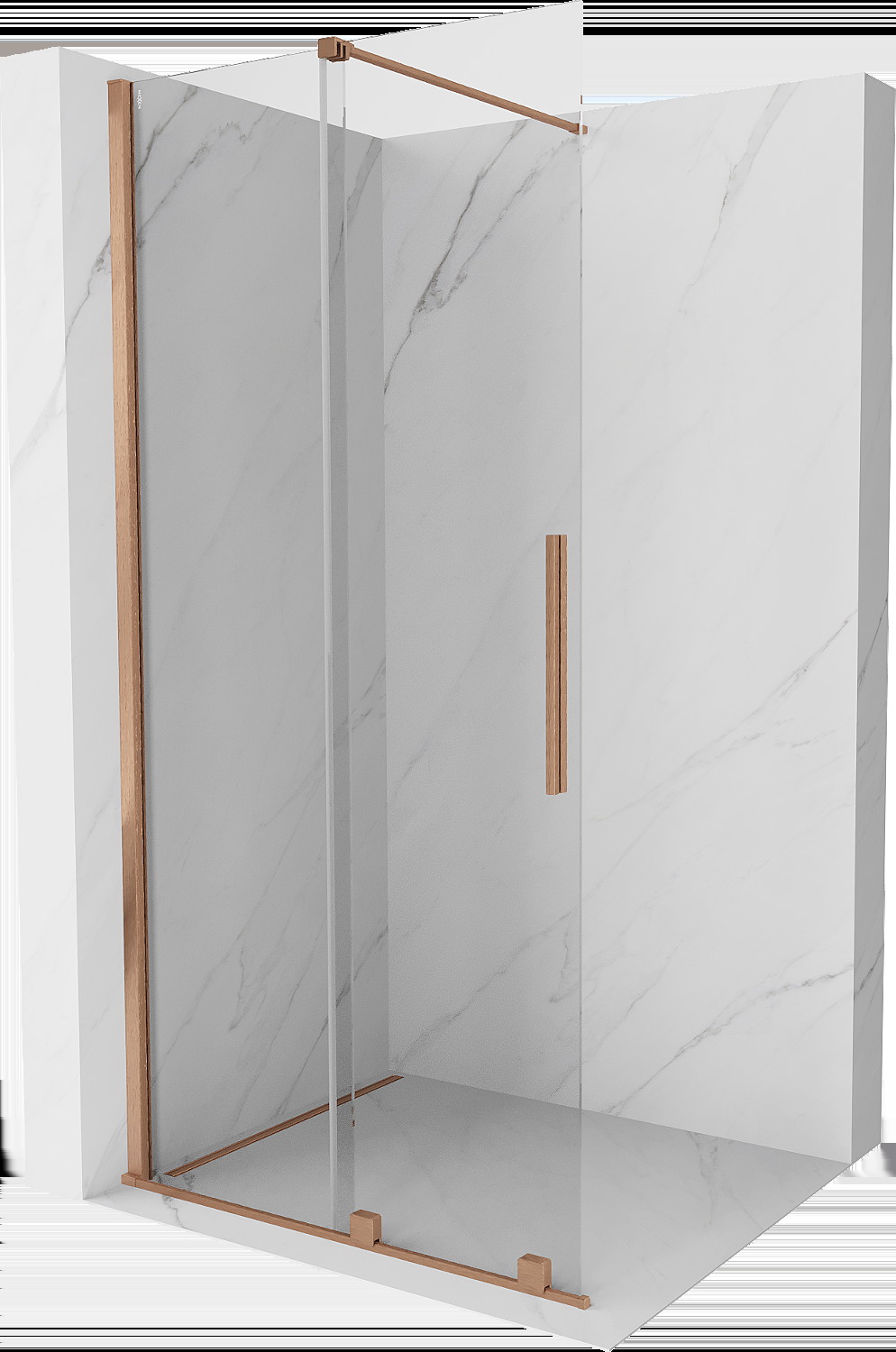 Mexen Velar paravan de duș extensibil Walk-in 90 x 200 cm, transparent 8 mm, cupru periat - 871-090-000-03-65