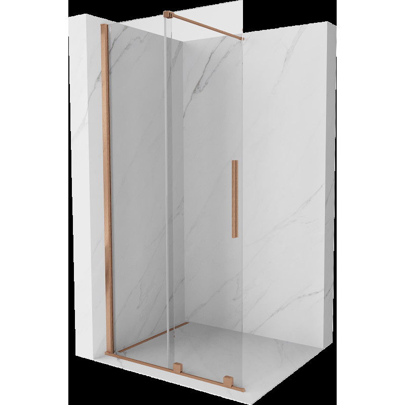 Mexen Velar perete de duş rabatabil Walk-in 120 x 200 cm, transparent 8 mm, cupru periat - 871-120-000-03-65