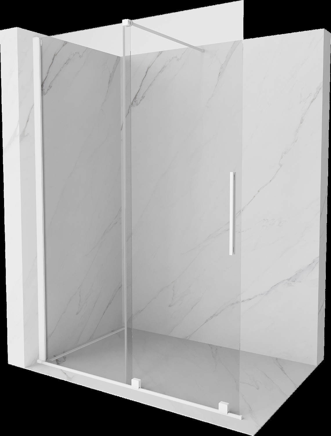 Mexen Velar perete duș extensibil Walk-in 130 x 200 cm, transparent 8 mm, alb - 871-130-000-03-20