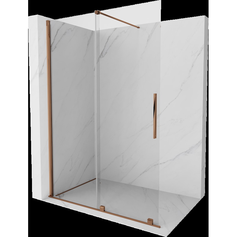 Mexen Velar panou de duş extensibil Walk-in 150 x 200 cm, transparent 8 mm, aur roz - 871-150-000-03-60