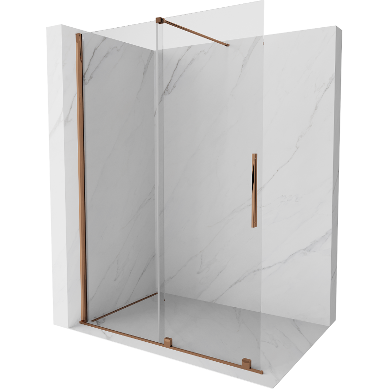 Mexen Velar cabina de duș extensibilă Walk-in 160 x 200 cm, transparent 8 mm, aur roz - 871-160-000-03-60