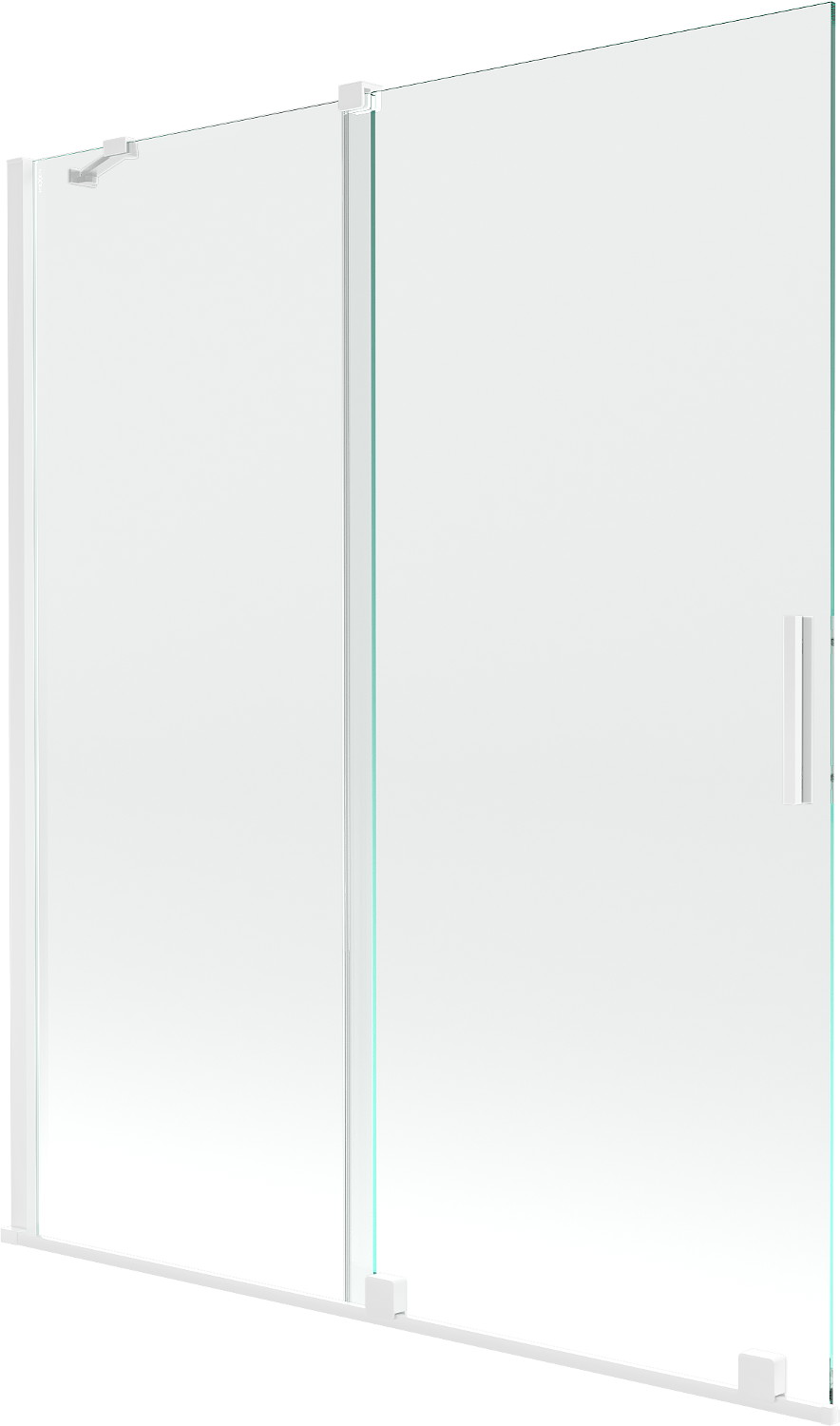 Mexen Velar paravan cadă 2-aripi culisant 140 x 150 cm, transparent, Albă - 896-140-000-01-20