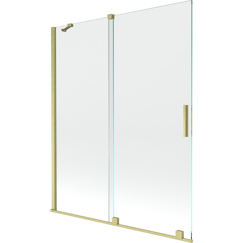 Mexen Velar paravan cadă 2-aripi culisant 140 x 150 cm, transparent, auriu cu aspect periat - 896-140-000-01-55