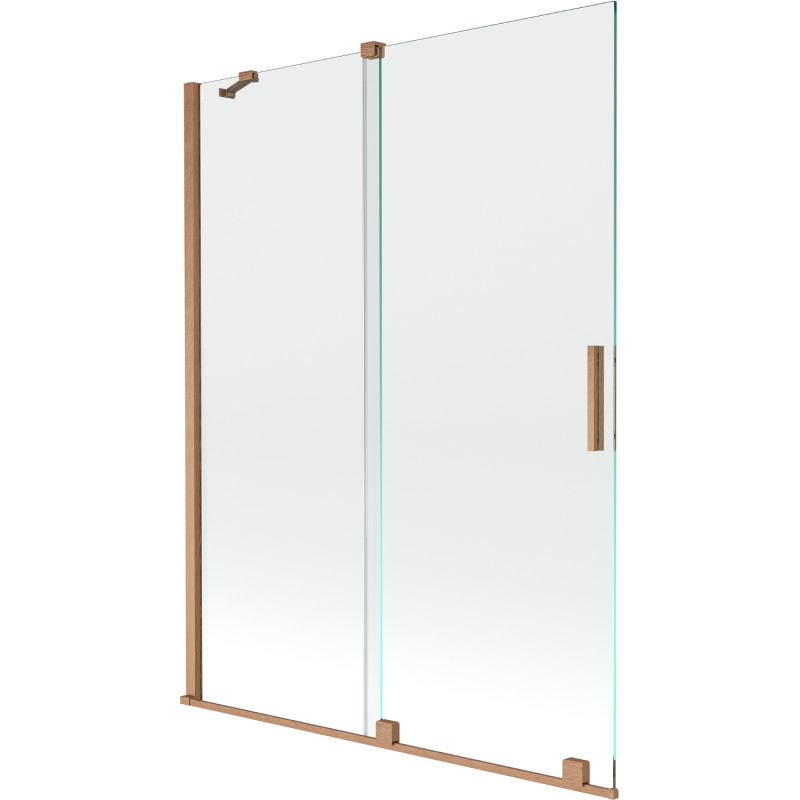 Mexen Velar paravan cadă 2-aripi culisant 130 x 150 cm, transparent, Cupru cu aspect periat - 896-130-000-01-65