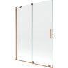 Mexen Velar paravan cadă 2-aripi culisant 130 x 150 cm, transparent, Cupru cu aspect periat - 896-130-000-01-65