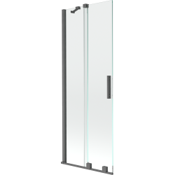 Mexen Velar paravan cadă 2-aripi culisant 75 x 150 cm, transparent, gun gray cu aspect periat - 896-075-000-01-66