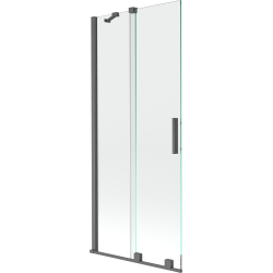 Mexen Velar paravan cadă 2-aripi culisant 85 x 150 cm, transparent, gun gray cu aspect periat - 896-085-000-01-66