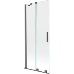 Mexen Velar paravan cadă 2-aripi culisant 80 x 150 cm, transparent, gun gray cu aspect periat - 896-080-000-01-66