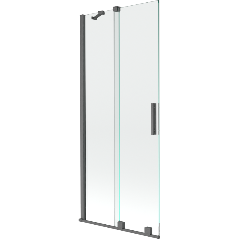 Mexen Velar paravan cadă 2-aripi culisant 80 x 150 cm, transparent, gun gray cu aspect periat - 896-080-000-01-66