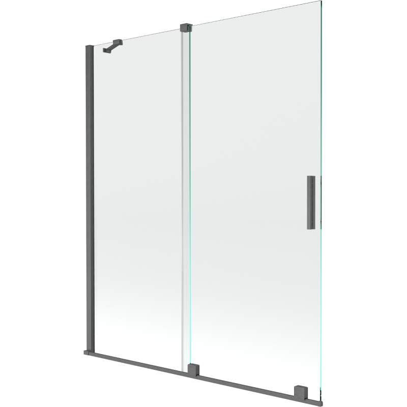 Mexen Velar paravan cadă 2-aripi culisant 140 x 150 cm, transparent, gun gray cu aspect periat - 896-140-000-01-66