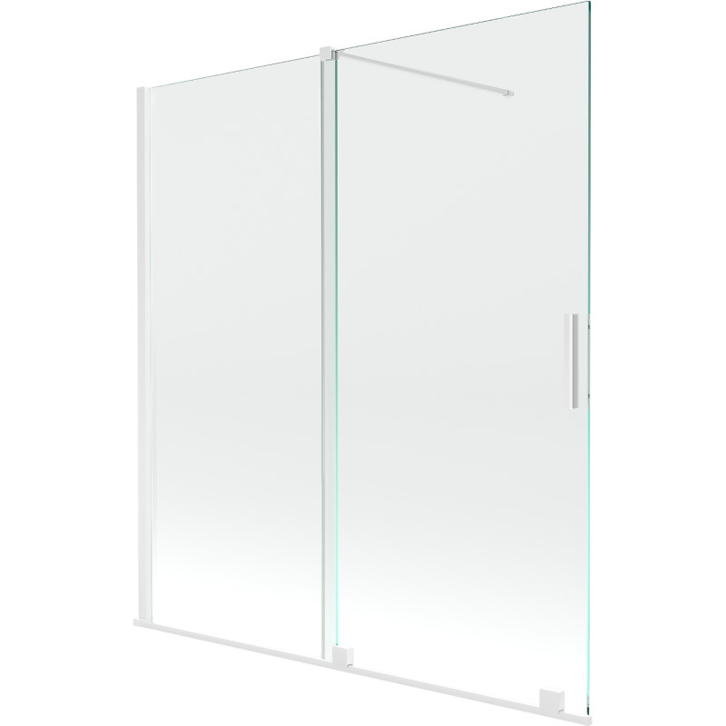 Mexen Velar paravan cadă 2-aripi culisant 150 x 150 cm, transparent, Albă - 896-150-000-01-20