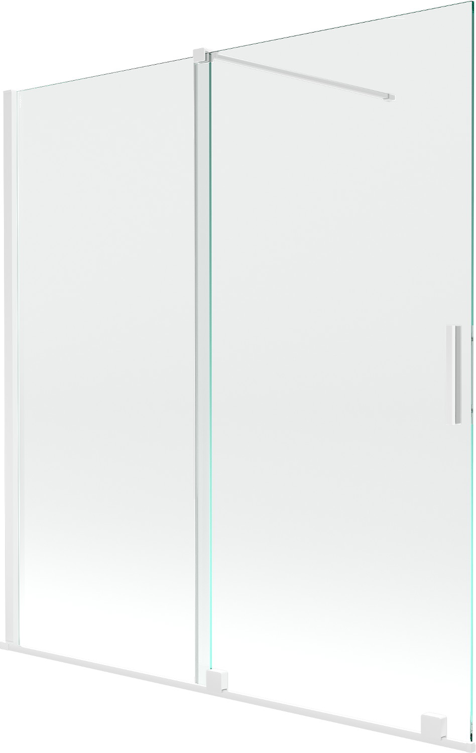 Mexen Velar paravan cadă 2-aripi culisant 150 x 150 cm, transparent, Albă - 896-150-000-01-20