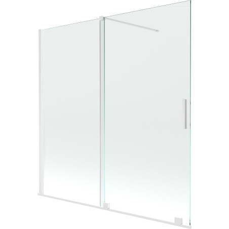 Mexen Velar paravan cadă 2-aripi culisant 160 x 150 cm, transparent, Albă - 896-160-000-01-20