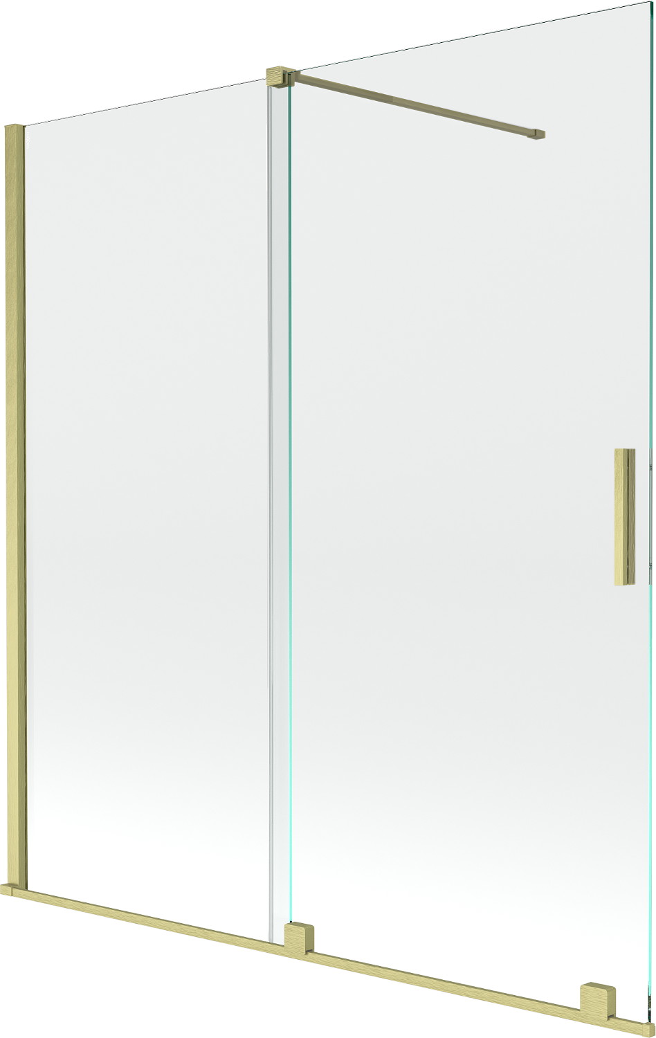 Mexen Velar paravan cadă 2-aripi culisant 150 x 150 cm, transparent, auriu cu aspect periat - 896-150-000-01-55