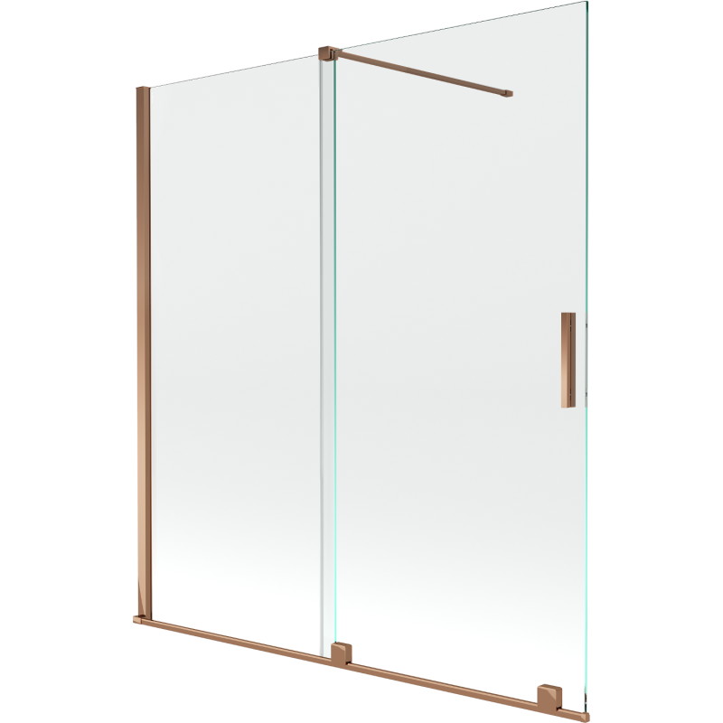 Mexen Velar paravan cadă 2-aripi culisant 150 x 150 cm, transparent, Roz-auriu - 896-150-000-01-60