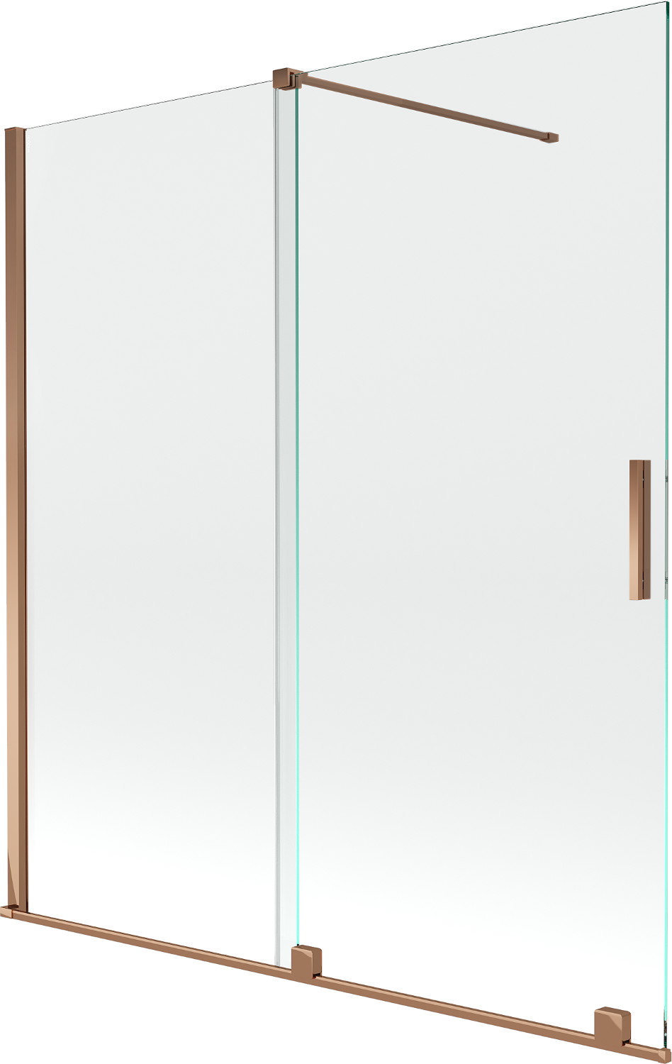 Mexen Velar paravan cadă 2-aripi culisant 150 x 150 cm, transparent, Roz-auriu - 896-150-000-01-60