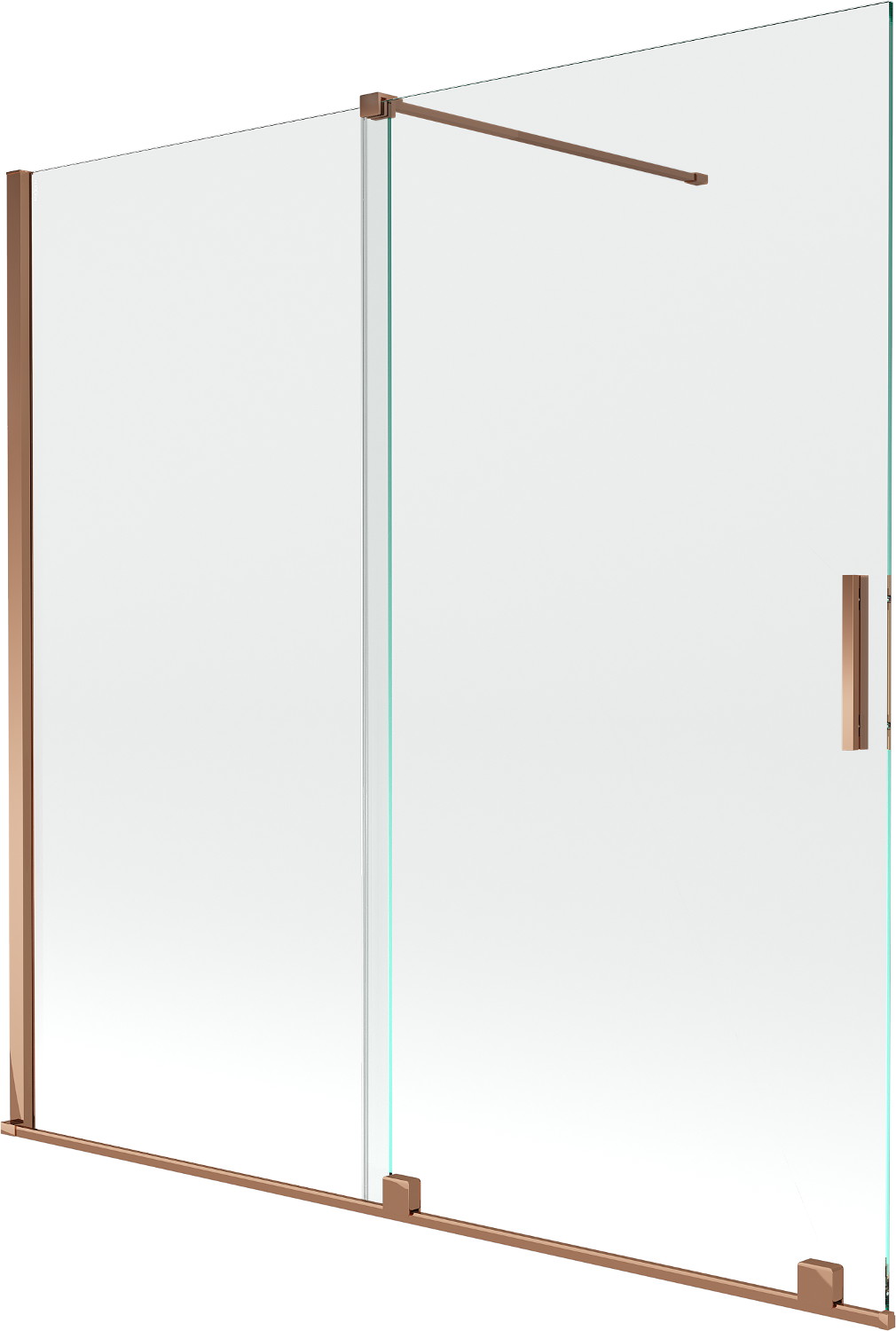 Mexen Velar paravan cadă 2-aripi culisant 160 x 150 cm, transparent, Roz-auriu - 896-160-000-01-60