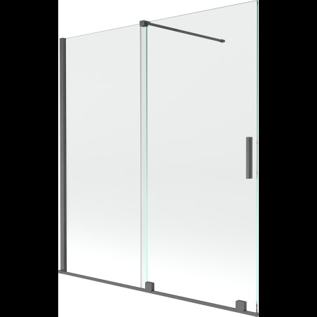 Mexen Velar paravan cadă 2-aripi culisant 150 x 150 cm, transparent, gun gray cu aspect periat - 896-150-000-01-66