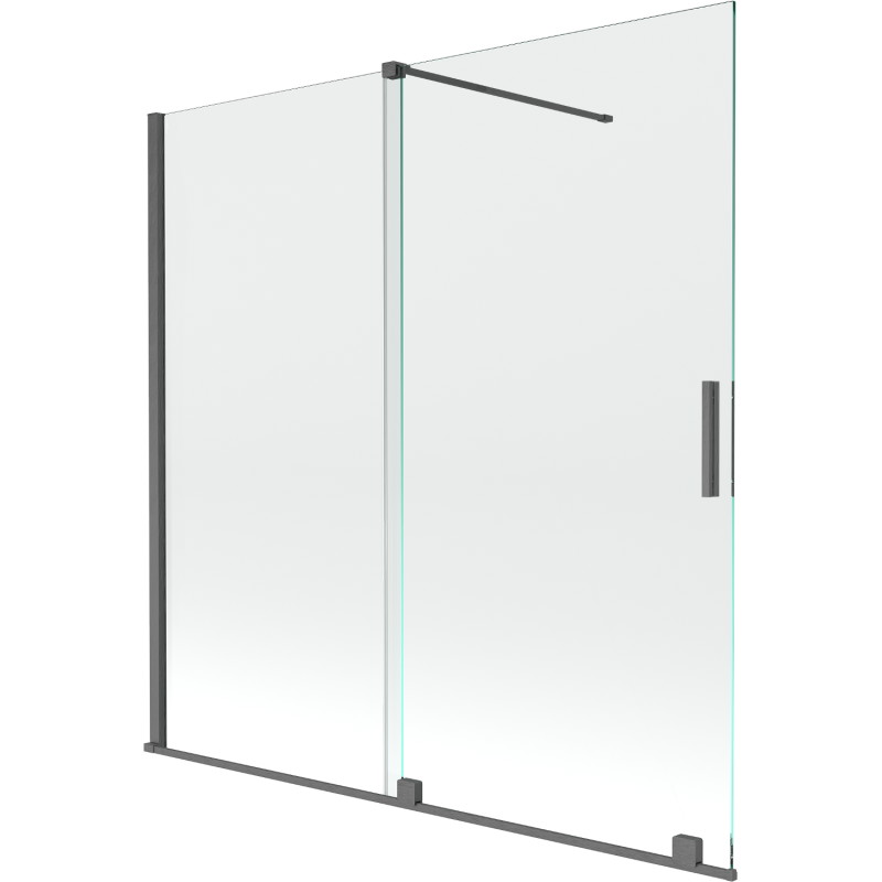 Mexen Velar paravan cadă 2-aripi culisant 150 x 160 cm, transparent, gun gray cu aspect periat - 896-160-000-01-66