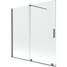 Mexen Velar paravan cadă 2-aripi culisant 150 x 160 cm, transparent, gun gray cu aspect periat - 896-160-000-01-66