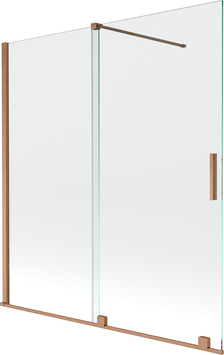 Mexen Velar paravan cadă 2-aripi culisant 150 x 150 cm, transparent, Cupru cu aspect periat - 896-150-000-01-65