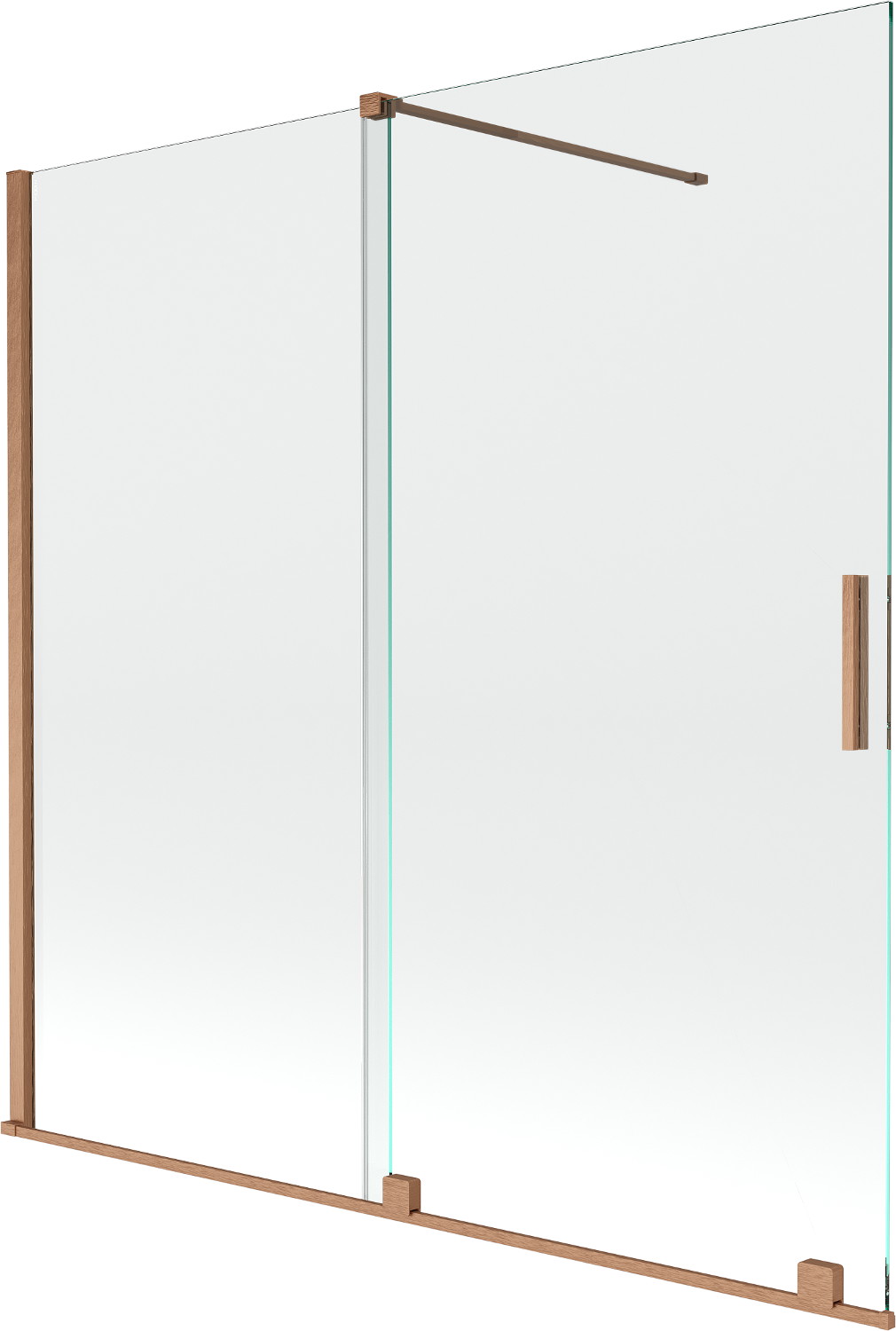 Mexen Velar paravan cadă 2-aripi culisant 160 x 150 cm, transparent, Cupru cu aspect periat - 896-160-000-01-65