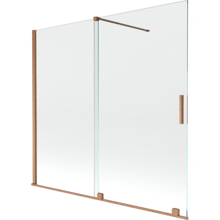 Mexen Velar paravan cadă 2-aripi culisant 170 x 150 cm, transparent, Cupru cu aspect periat - 896-170-000-01-65