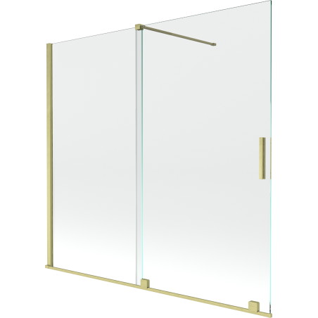 Mexen Velar paravan cadă 2-aripi culisant 170 x 150 cm, transparent, auriu cu aspect periat - 896-170-000-01-55