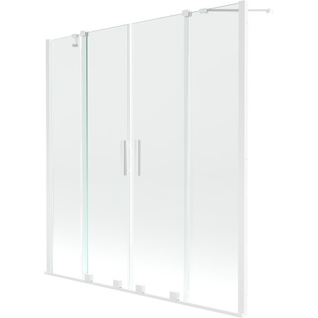 Mexen Velar Duo paravan cadă 2-aripi culisant 150 x 150 cm, transparent, Albă - 896-150-000-02-20