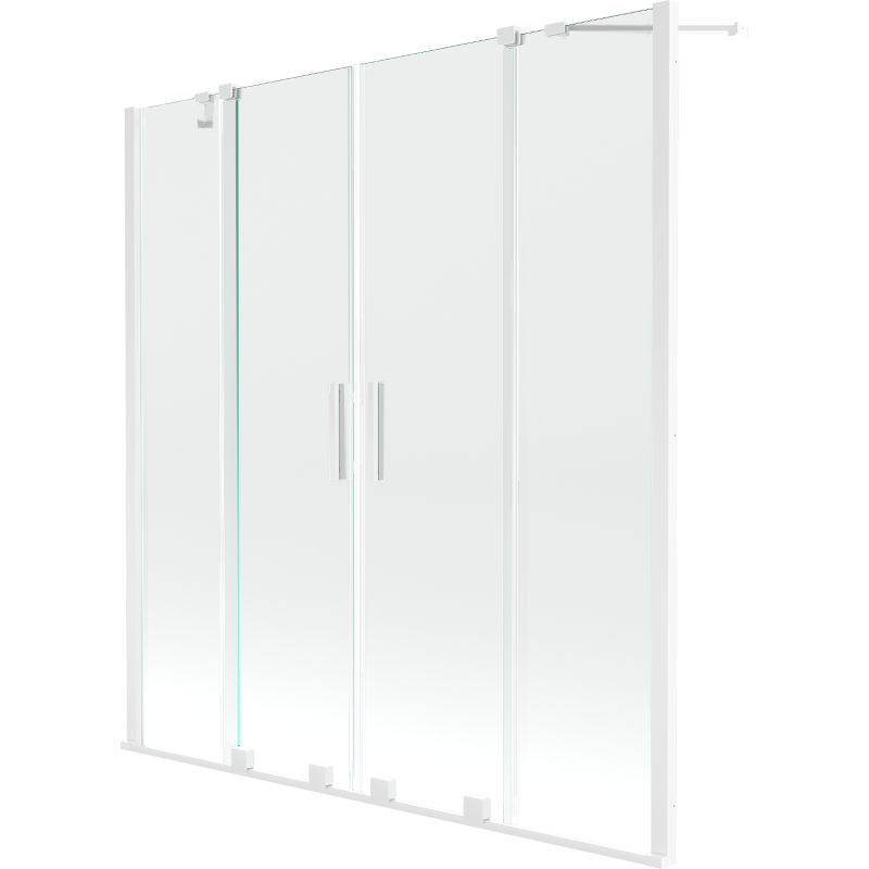 Mexen Velar Duo paravan cadă 2-aripi culisant 160 x 150 cm, transparent, Albă - 896-160-000-02-20