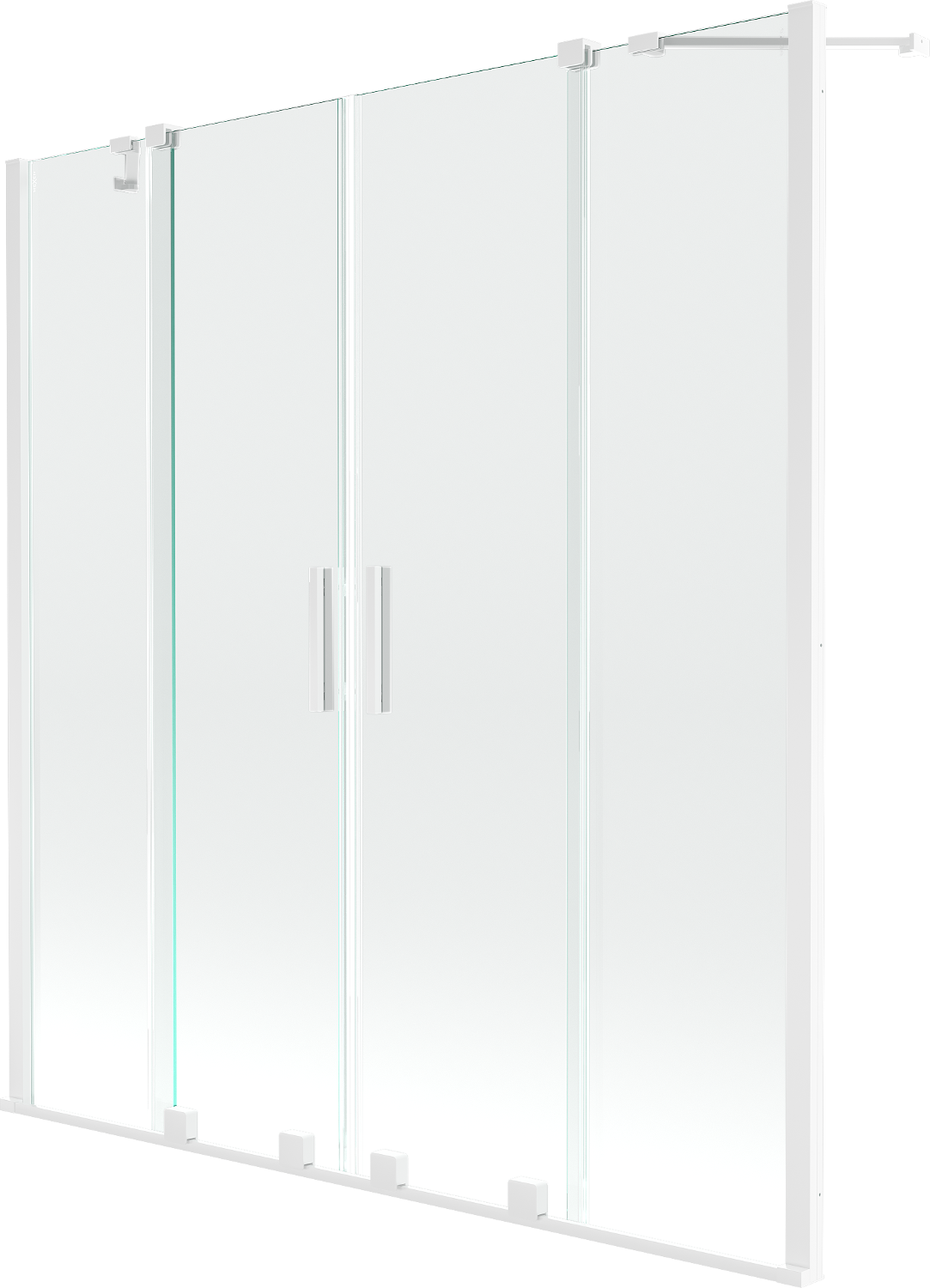 Mexen Velar Duo paravan cadă 2-aripi culisant 160 x 150 cm, transparent, Albă - 896-160-000-02-20